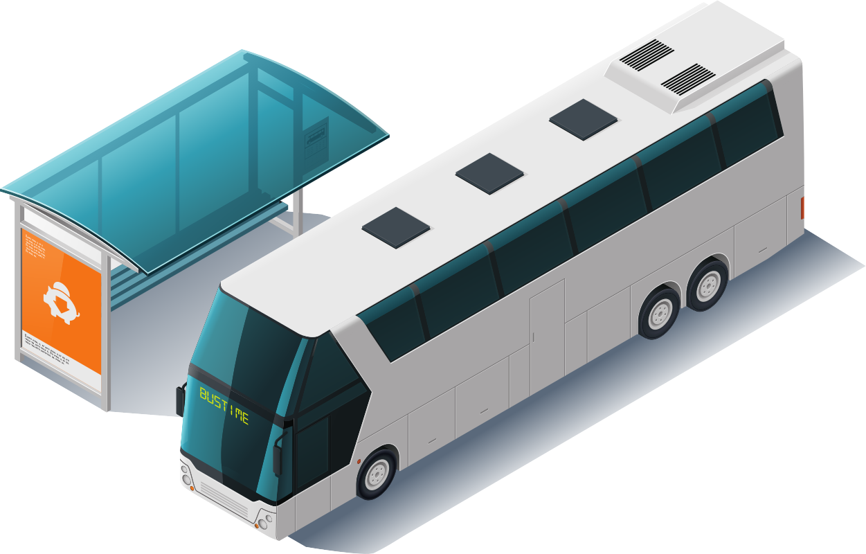 автобус рядом с остановкой